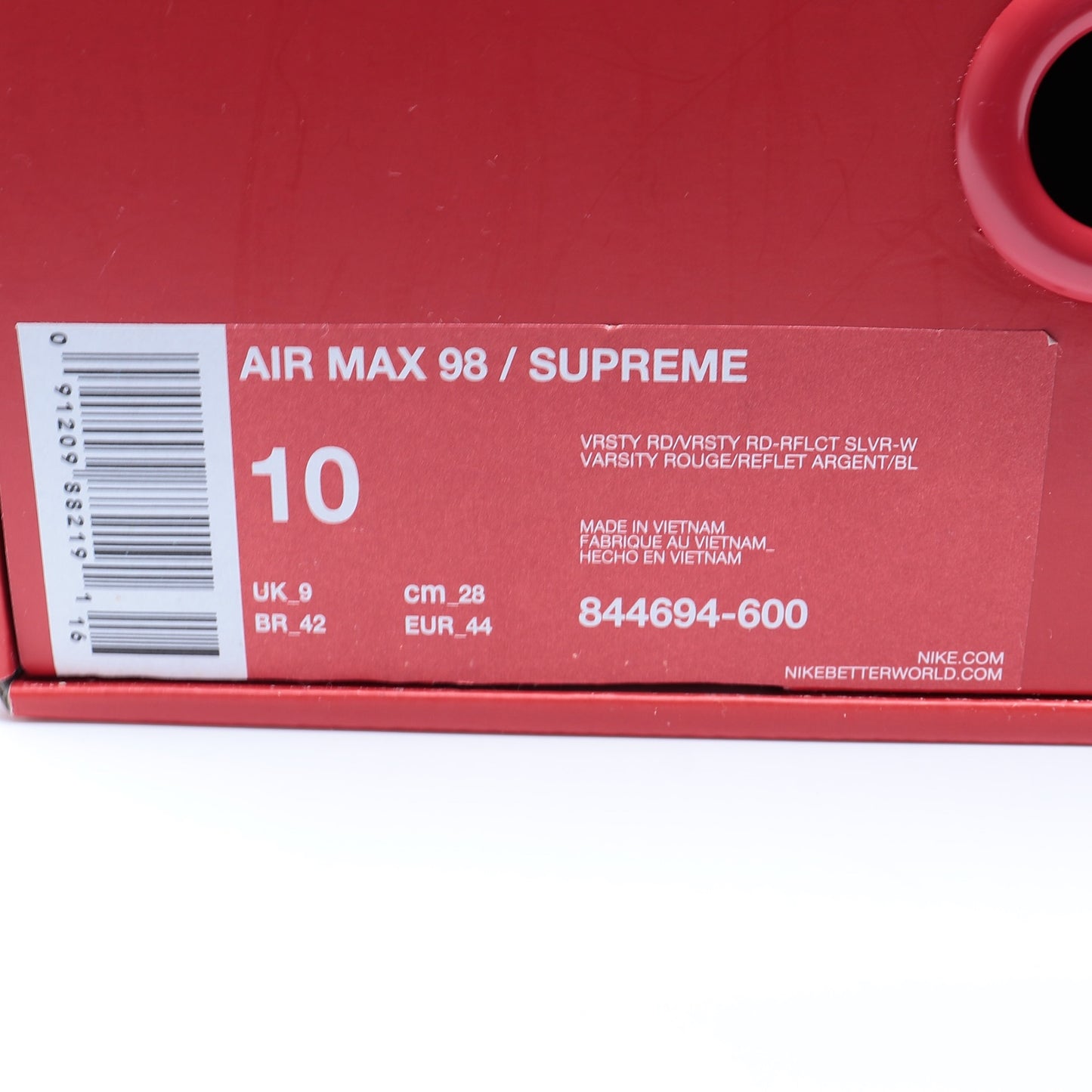 Nike Air Max 98 Supreme Varsity Red Size 10