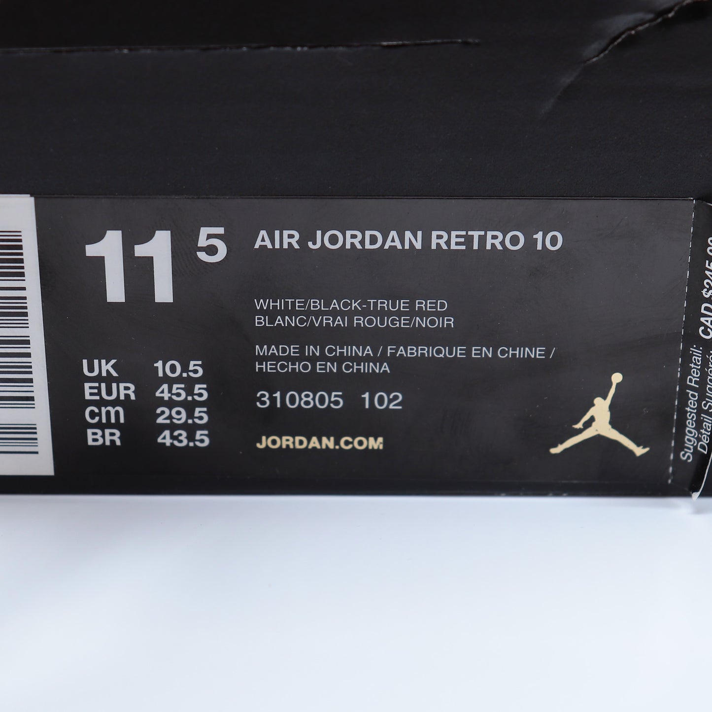 Air Jordan 10 Retro 'Double Nickel' Chicago Size 11.5